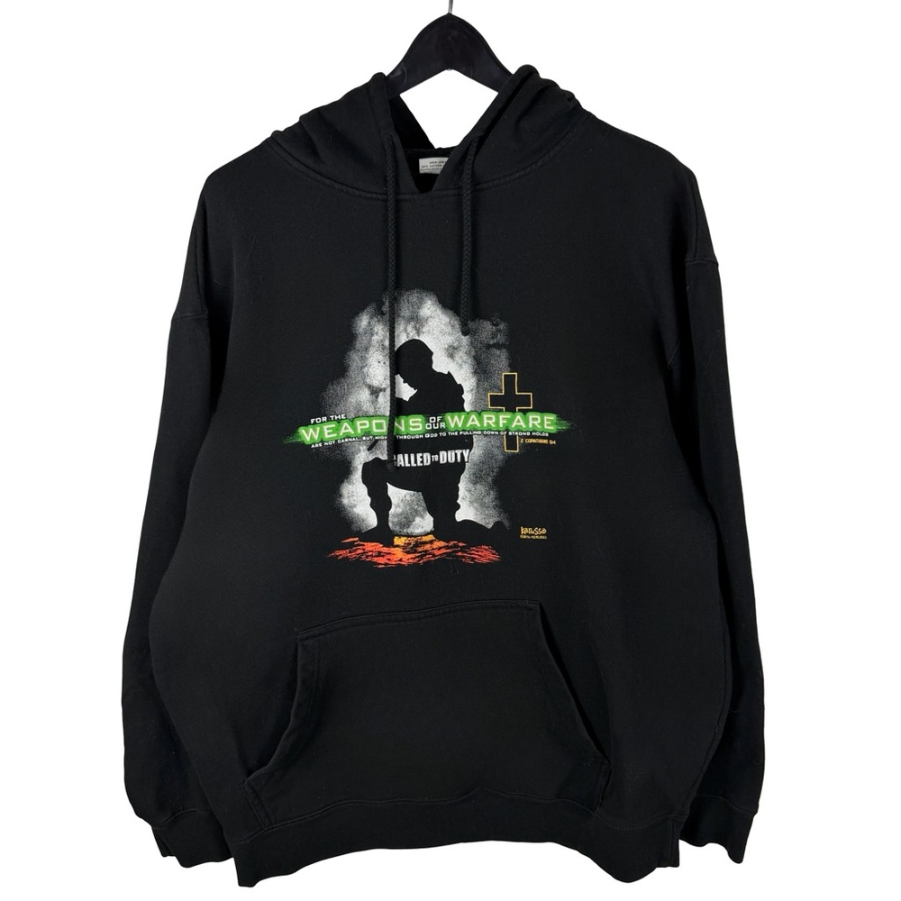 Vintage 2000s Kerusso Weapons of Warfare Call of Duty Jesus Hoodie Size L